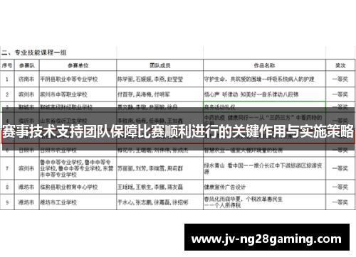 赛事技术支持团队保障比赛顺利进行的关键作用与实施策略